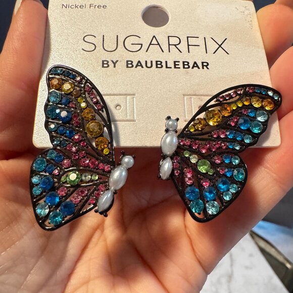 Sugarfix by BaubleBar Butterfly Earrings Deadstock Multicolor Rhinestone Sparkly - Picture 4 of 4